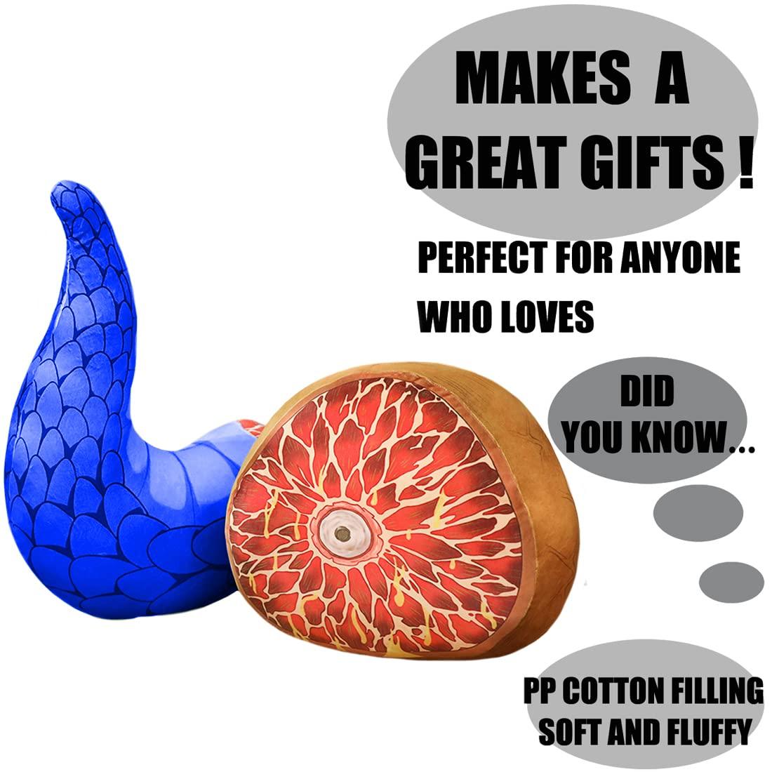 ELAINREN ELAINREN Fluffy Dinosaur Tail Shape Plush Neck Pillow Soft Dragon Tails Stuffed Body Pillow Cartoon Blue Dino Tail Plushie Cushion Decor/23.6\'\'