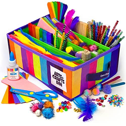 Dan&Darci Dan&Darci Arts & Crafts Supplies Kit for Kids and Toddlers - with Storage Bin - Kid & Toddler Art & Craft Set Ages 3, 4, 5, 6, 7 & 8 Years Old - Crafting Materials Box Kits for School or Gift
