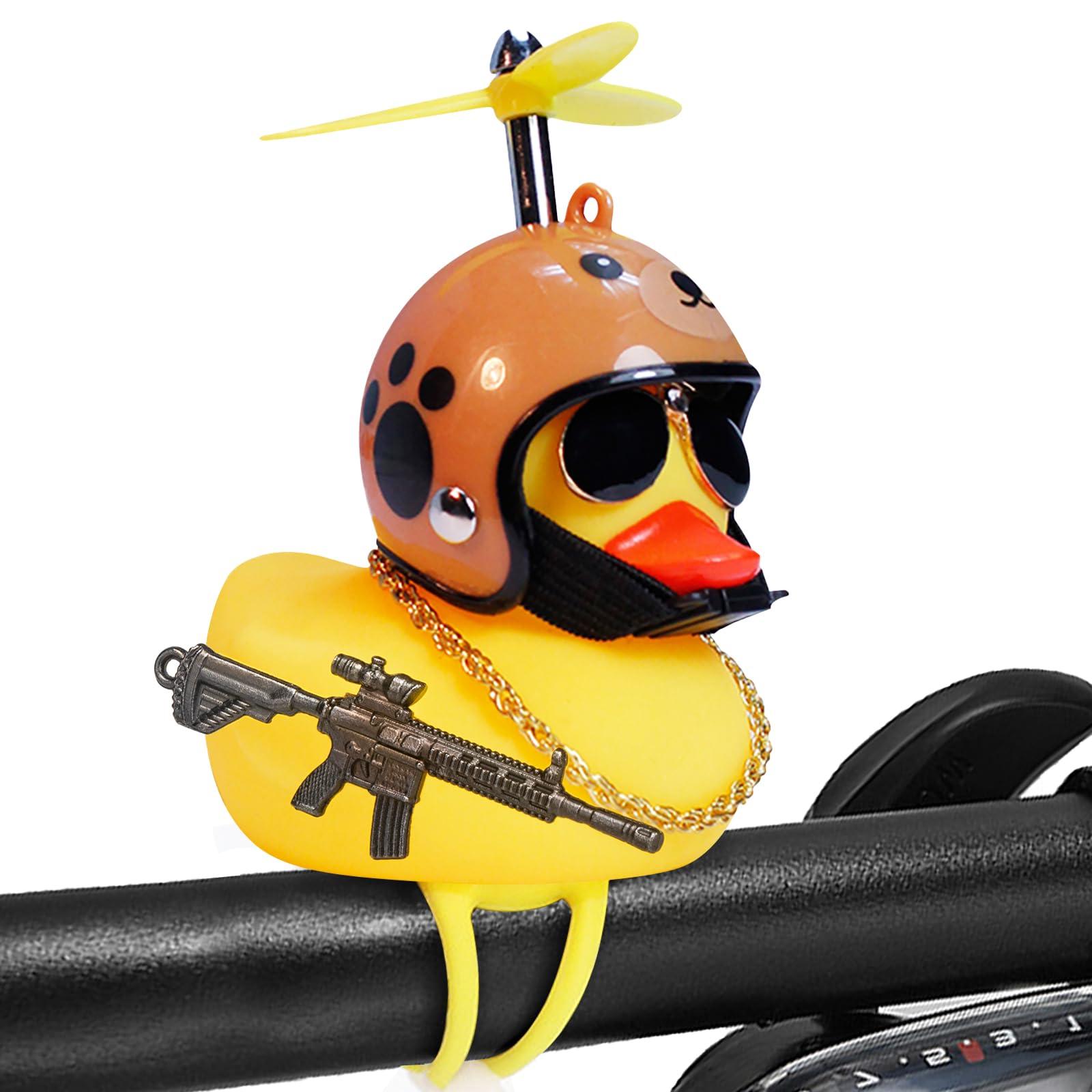 wonuu wonuu Rubber Duck Car Ornaments, Squeeze Duck Dashboard Decorations Kids Bicycle Decor for Cycling Motorcycle & Bicycle Accessories Decorations (Bear-L&G)