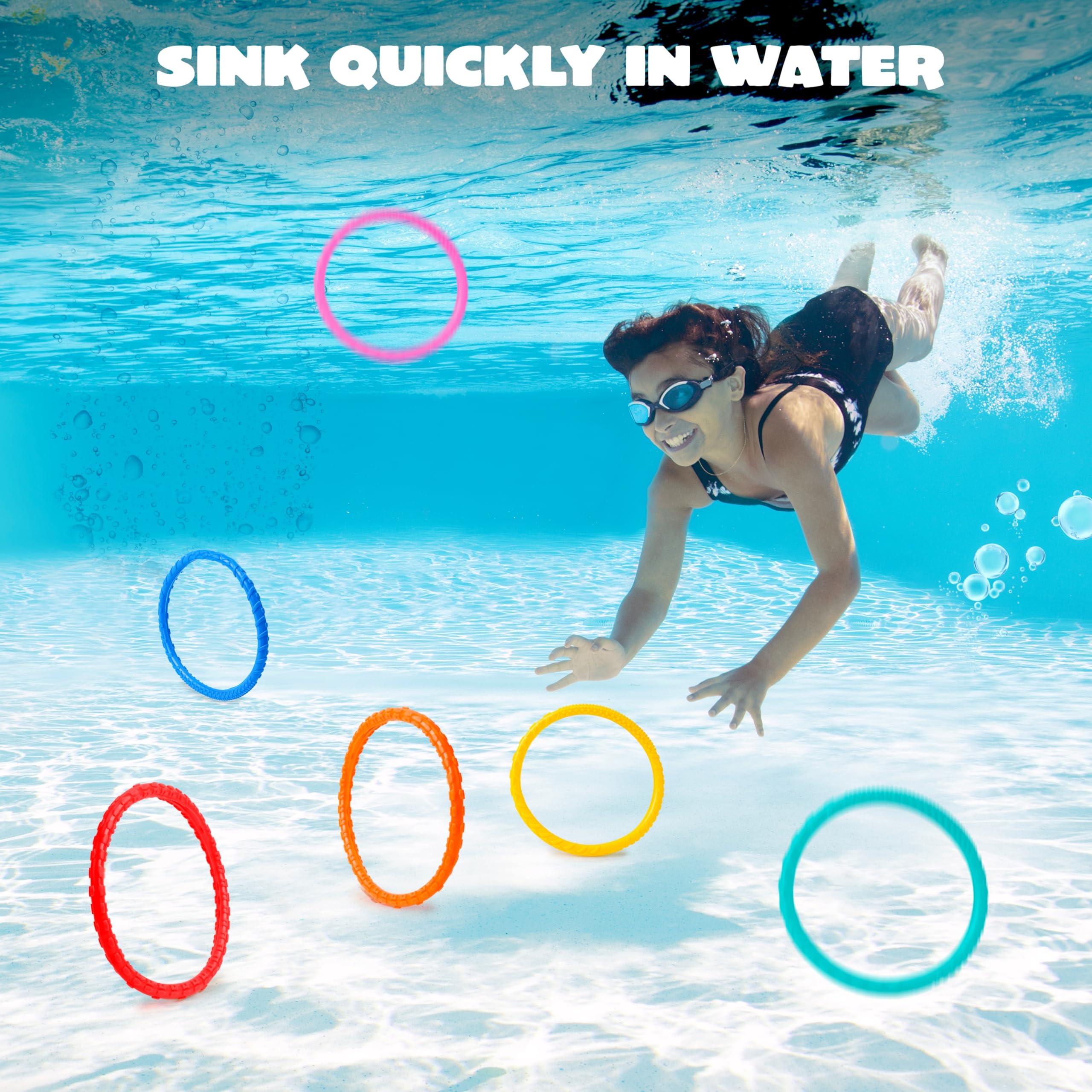 JOYIN JOYIN Dive Rings Pool Toys, 8 Pcs Colorful Pool Rings for Kids, Underwater Training Pool Diving Rings, Swimming Pool Dive Ring Toy for Kids Gifts Summer Swim Water Fun Pool Games(Diving Circles)