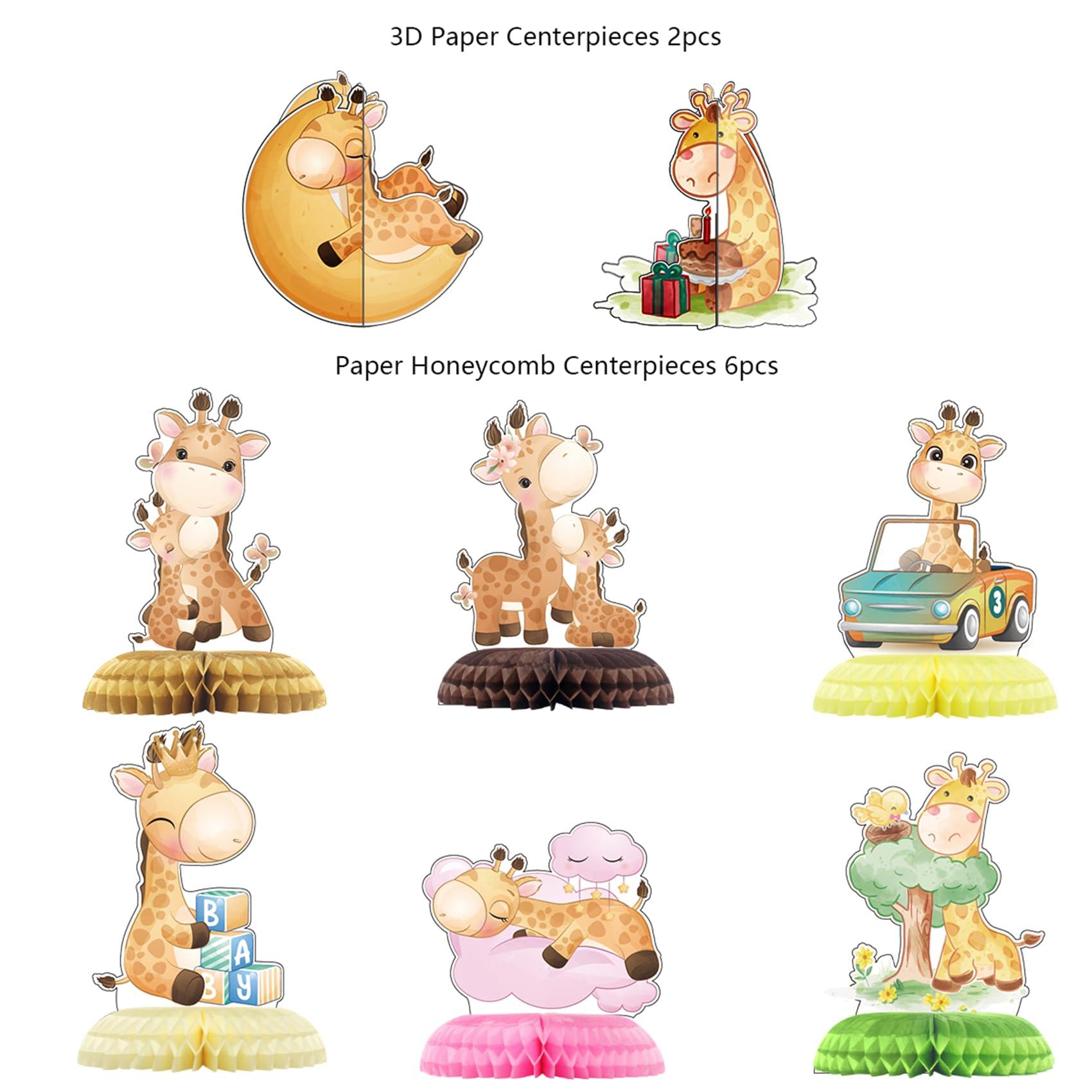 Ylimaf 8 Pack Giraffe Honeycomb Centerpieces Jungle Animal Table Centerpieces Giraffe Party Decorations Giraffe Birthday Party Supplies for Giraffe Baby Shower Decorations