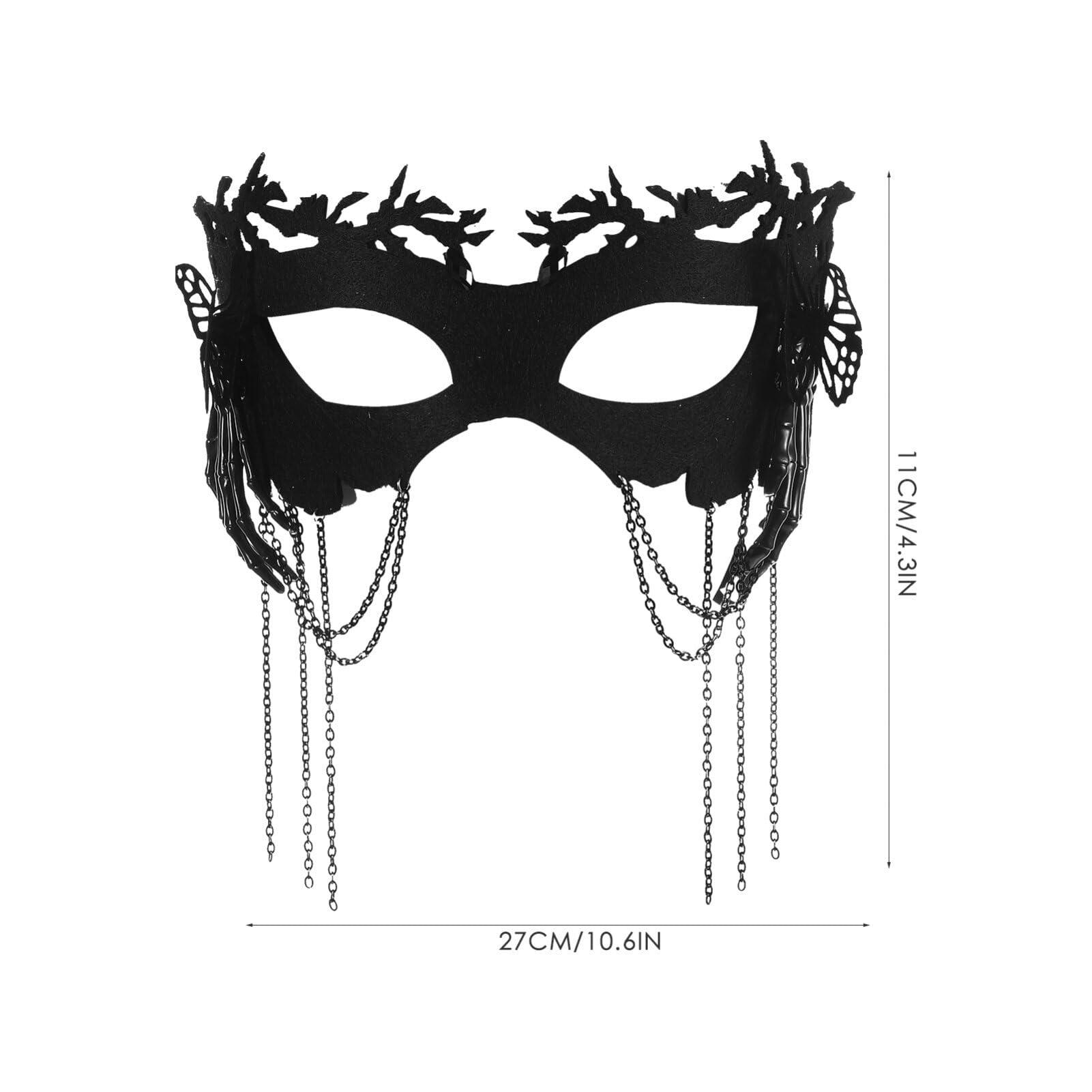 ibasenice ibasenice Skeleton Hand Mask Masquerade Party Mask Halloween Mask with Tassel Half Faces Mask Cosplay Performance Prop Fancy Dress Party Supplies Bone Graphics Mask