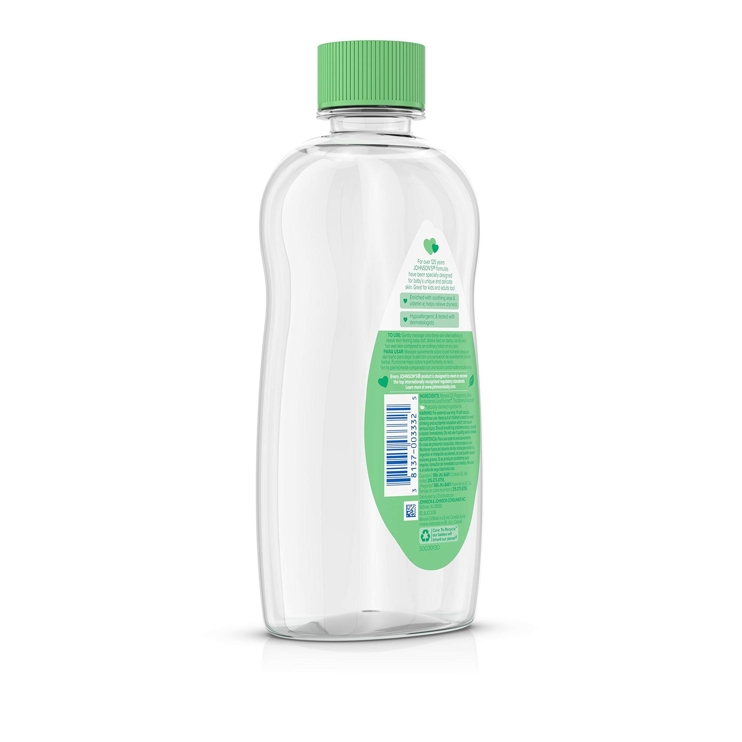 Johnson\'s Baby Johnson's Baby Johnson & Johnson Baby Oil, Aloe Vera & Vitamin E, Multicolor, 14 Fl Oz (Pack of 4)