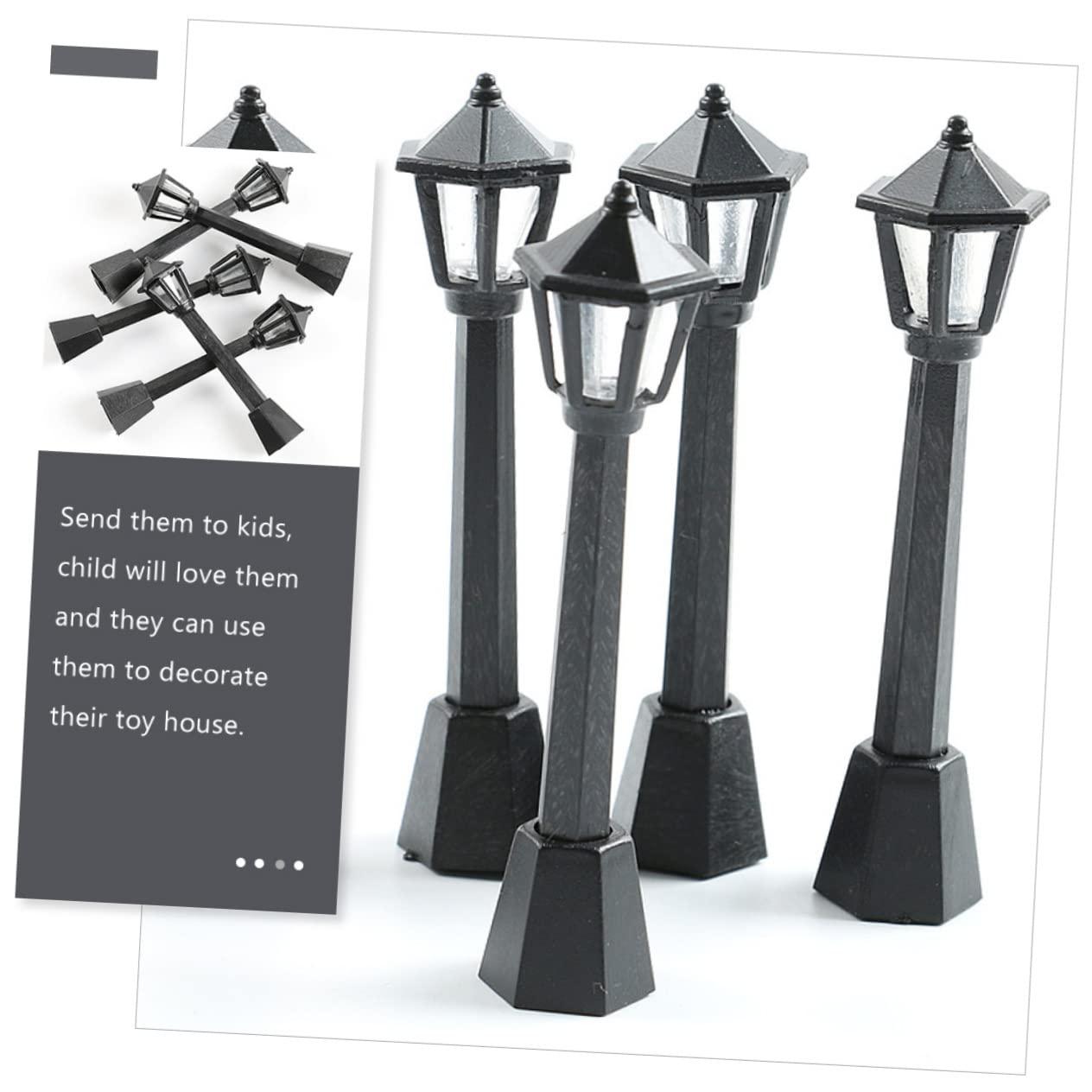 Angoily Angoily 24 Pcs Mini Street Light Mini Street Lamps Post Miniature Christmas Village Railway Train Lamp Model Mini Decor Mini House Fake Street Light Prop Plastic Small Street Light Vintage