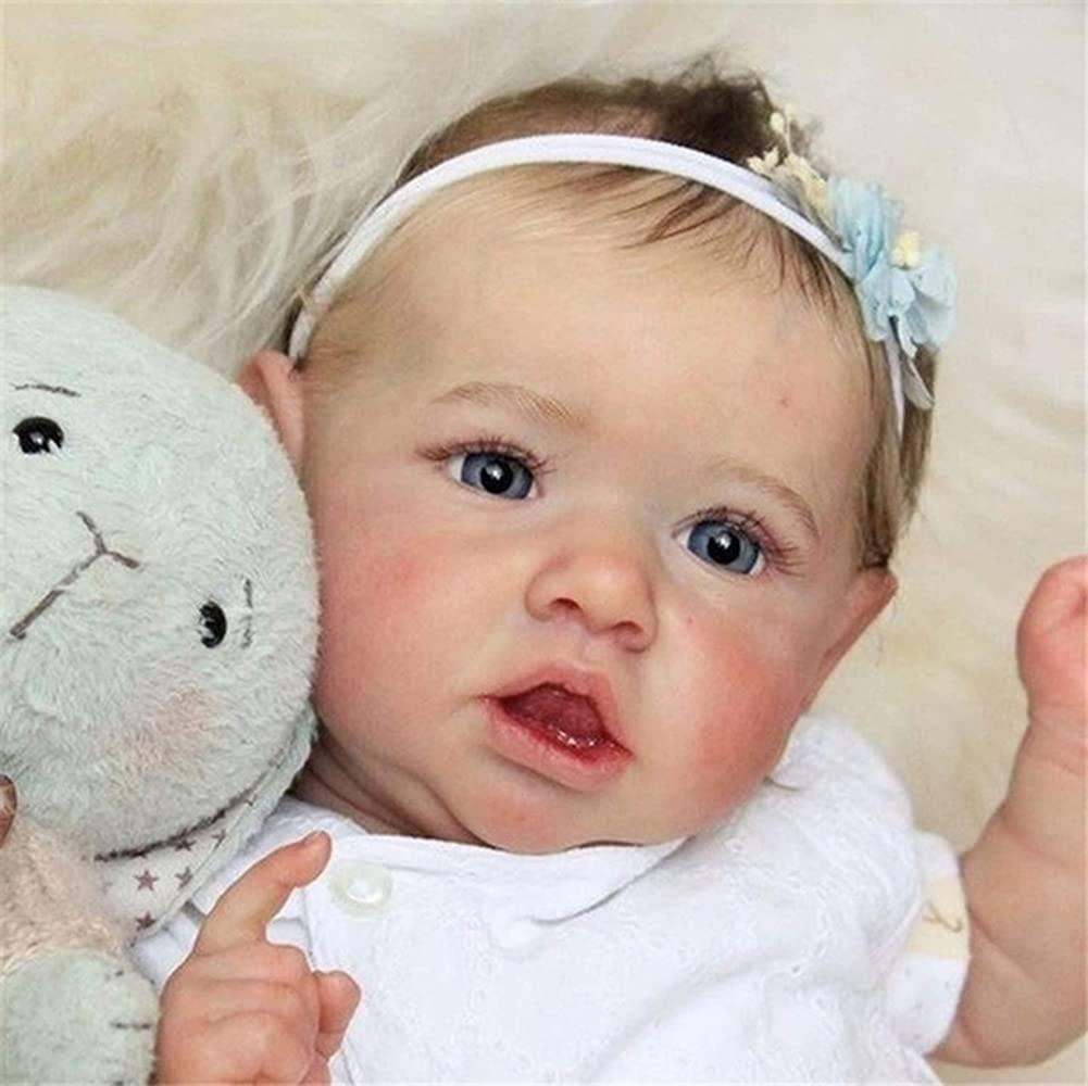 ZTDOLL ZTDOLL Reborn Baby Dolls Girl Opened Eyes 18 Inch, Full Vinyl Body and Weightd Body Handmade Realistic Baby Doll Newborn Lifelike Dolls Opened Blue Eyes (Sweet Girl)