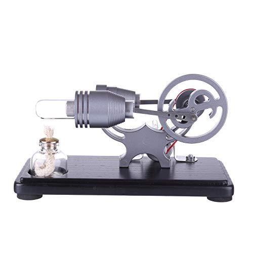 HMANE HMANE ?-Shape Stirling Engine Kit for Adults, DIY Unassembled Retro Generator Model Science Educational Toys with LED Lights, Grey