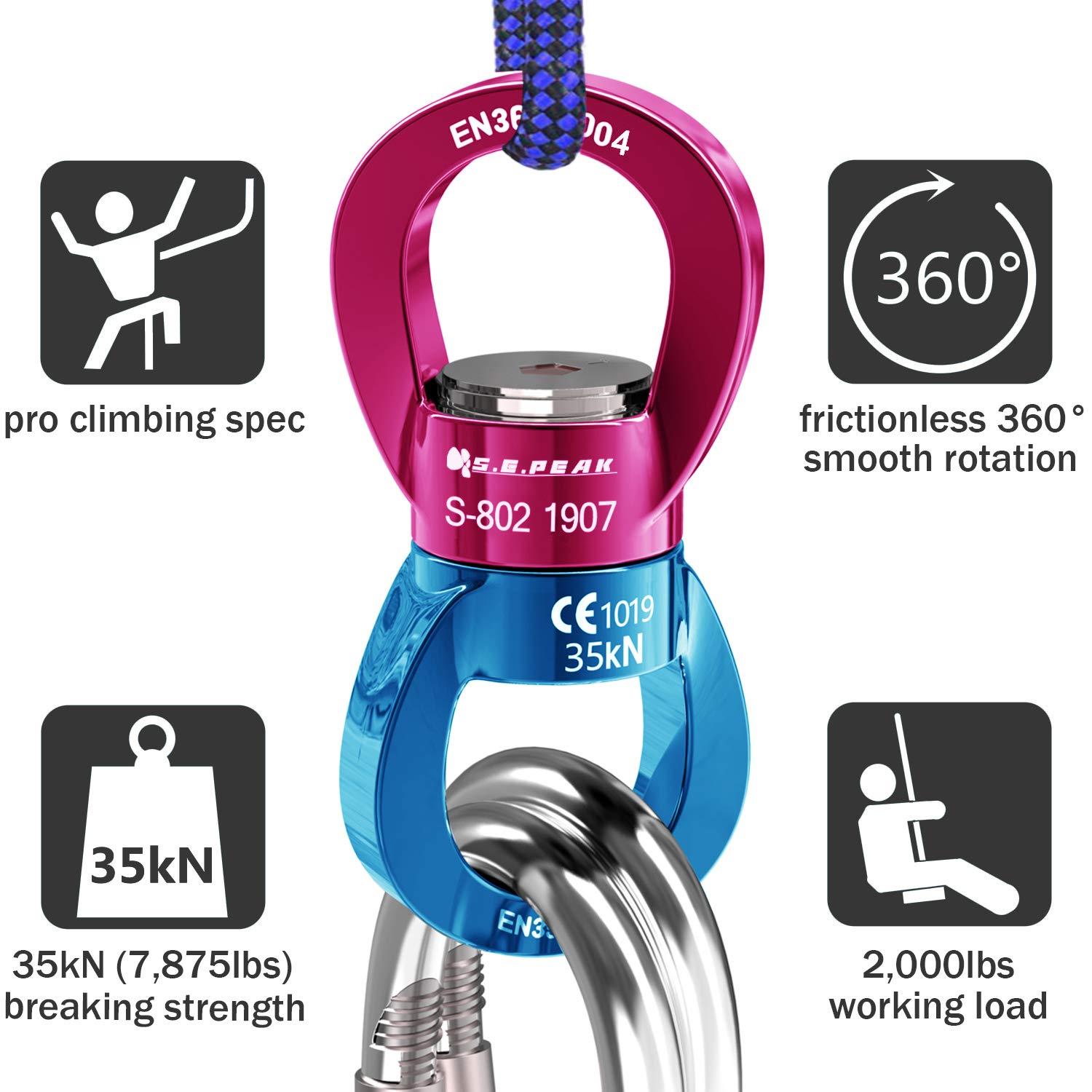 PROND PROND Swing Swivel 35kN Safest Rotational Device, Swing Spinner, Carabiner Swivel, Climbing Rope Swivels for Childrens Web Tree Swing Setting, Aerial Dance, Hanging Hammock (Blue Red)