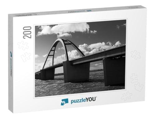 puzzleYOU A Monochrome Photo of The Fehmarn Sound Bridge Which Conn... Jigsaw Puzzle Jigsaw Puzzle with 200 Pieces