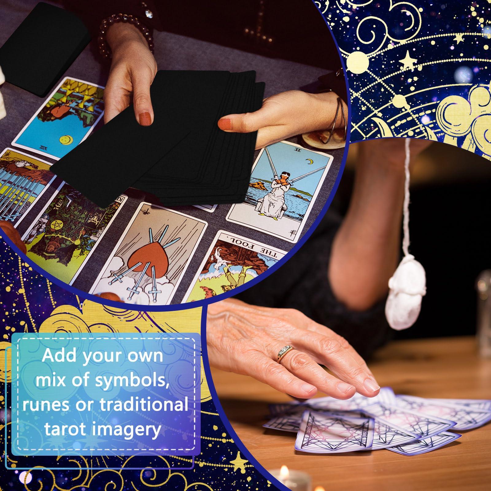 Tinlade 156 Pcs Blank Tarot Cards Deck with Case, Standard Tarot Size 2.76 x 4.72 Inch, Make Your Own Tarot Cards Oracle Blank Deck of Cards for Adults Kids DIY Playing Divination, Easy to Write (Black)