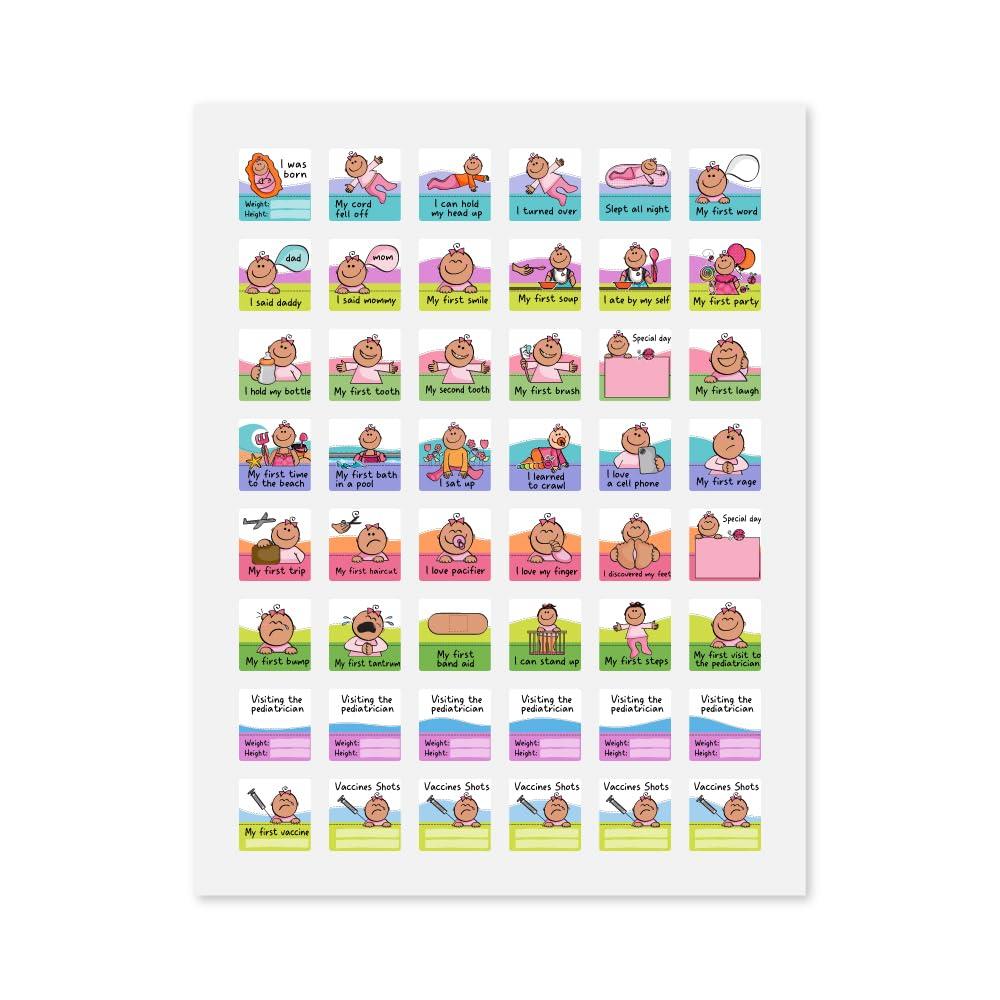 UPICK-IT "My First Year" Baby Calendar with Stickers Track and Cherish Every Milestone! (Tan Baby Girl)