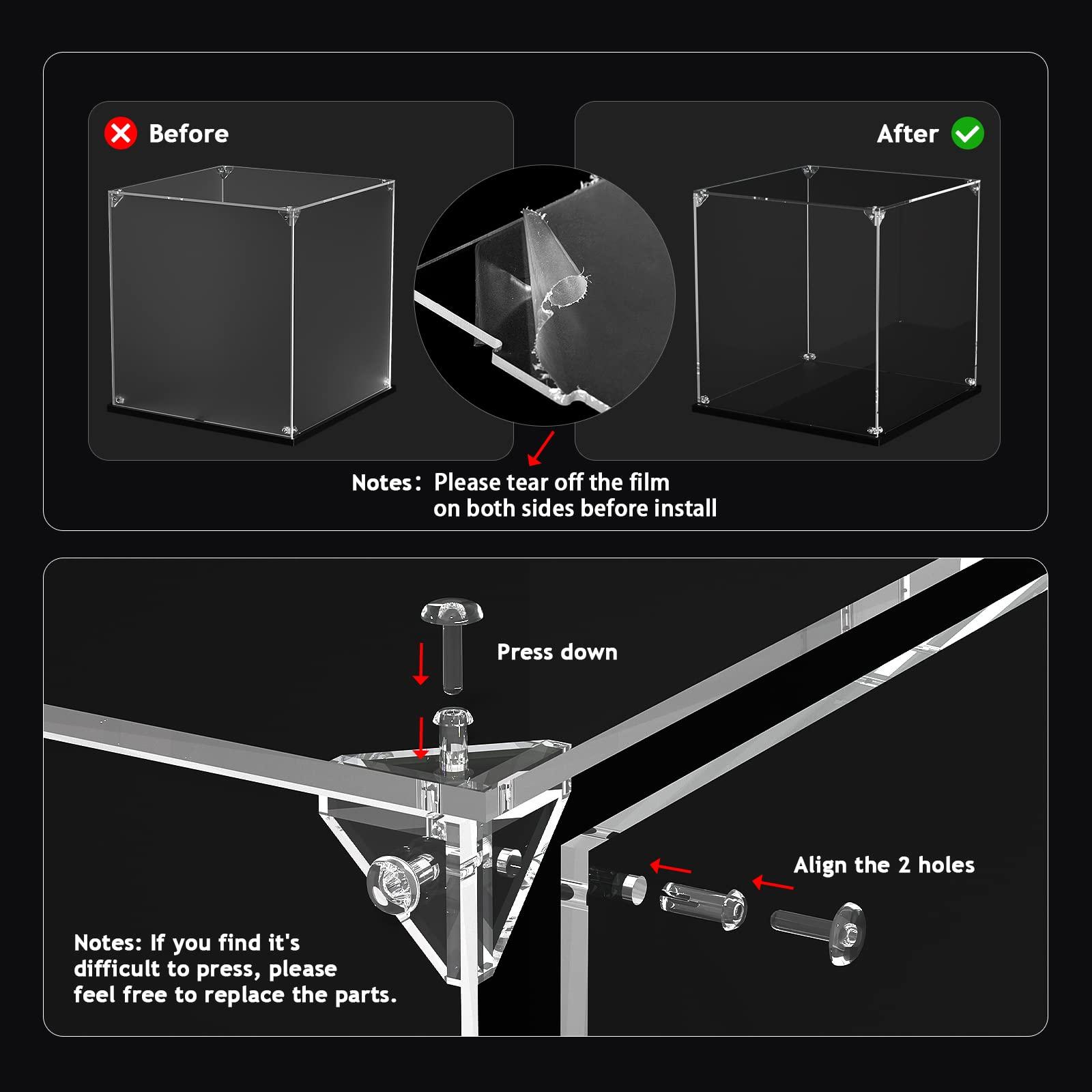 dofopo Clear Acrylic Display Case, Self-Assemble Showcase for Collectibles, Action Figures, Dolls, Toys - Alternative Glass Box for Commemorative Gifts(14x14x14 inch, 35x35x35 cm)