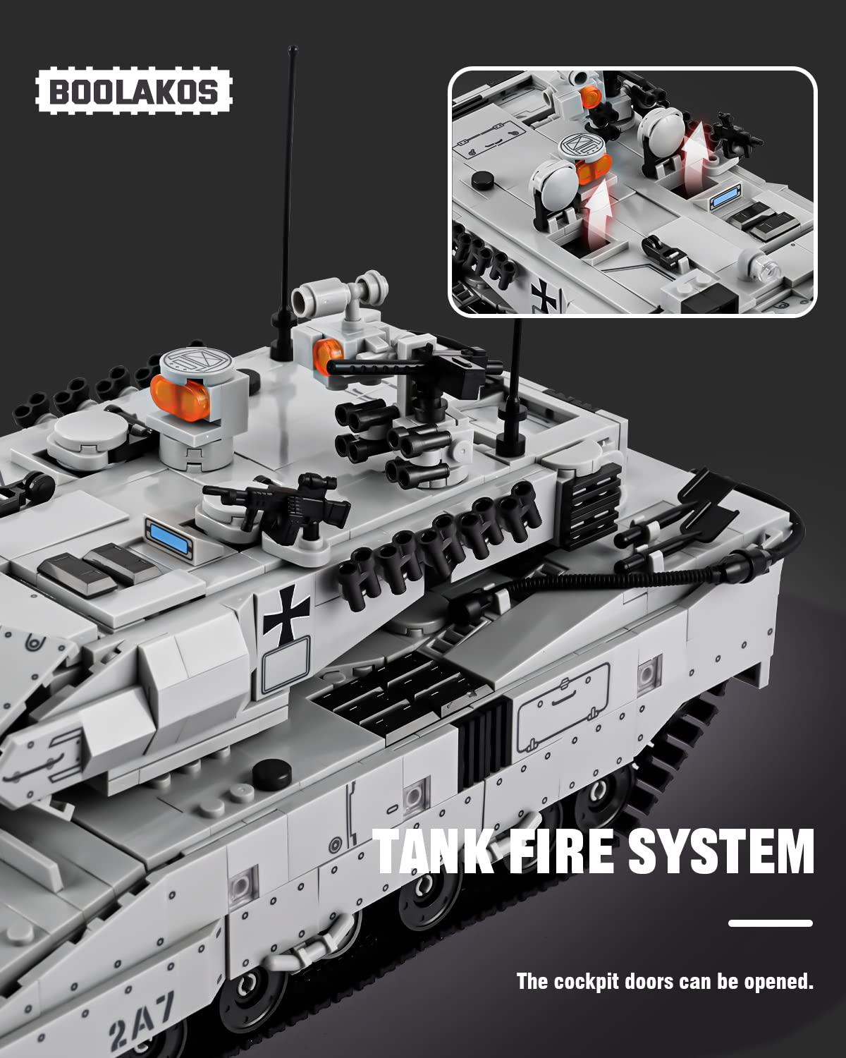 BOOLAKOS BOOLAKOS Leopard II A7 Main Battle Tank Building Block, Military Tank Building Toy Set to Display, Collectible WW2 Army Tank Model for Adults (1,498 Pieces)