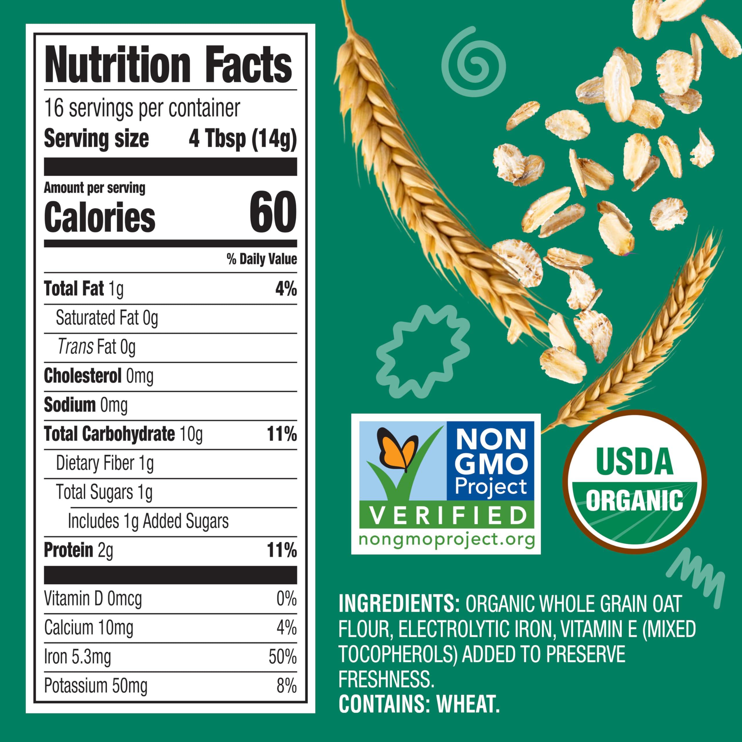 Earth's Best Earth's Best Organic Baby Food, Organic Whole Grain Oatmeal Baby Cereal, Non-GMO, Easily Digestible and Iron Fortified Baby Food, 8 oz Box (Pack of 12)