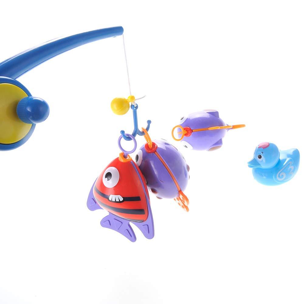 PowerTRC PowerTRC Baby Bath Toy Fishing Set | Hook and Reel Fishing Toy Bathtub, Pool Playset with a Fishing Rod, 3 Fishes & a ducky for Kids Ages 3+
