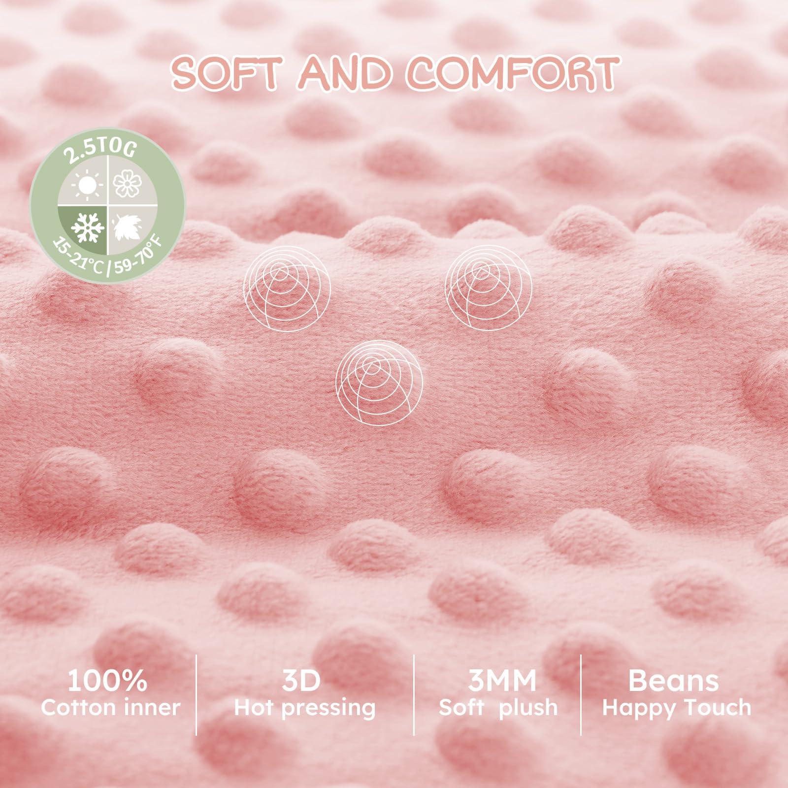 FILLEEP FILLEEP Fleece Baby Sleep Sack 1-7 Months 2.5 Tog with Plush Dots, Winter Baby Wearable Blanket for Infant Toddler Sleeping Sack 2-Way Zipper Warm Sleep Sack,Pink