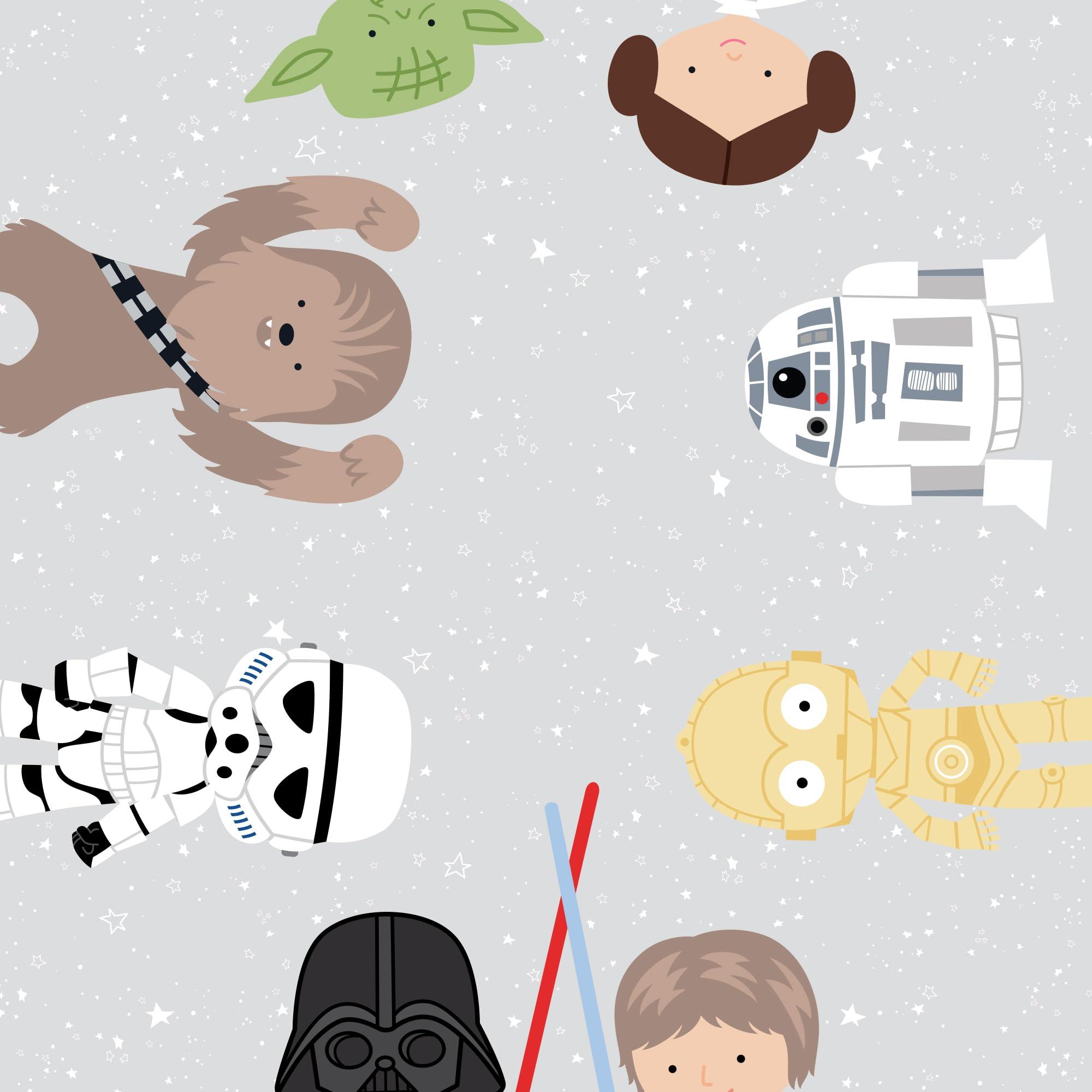 Lambs & Ivy Lambs & Ivy Star Wars Galaxy Cotton Fitted Crib Sheet - Yoda/Darth Vader/R2D2