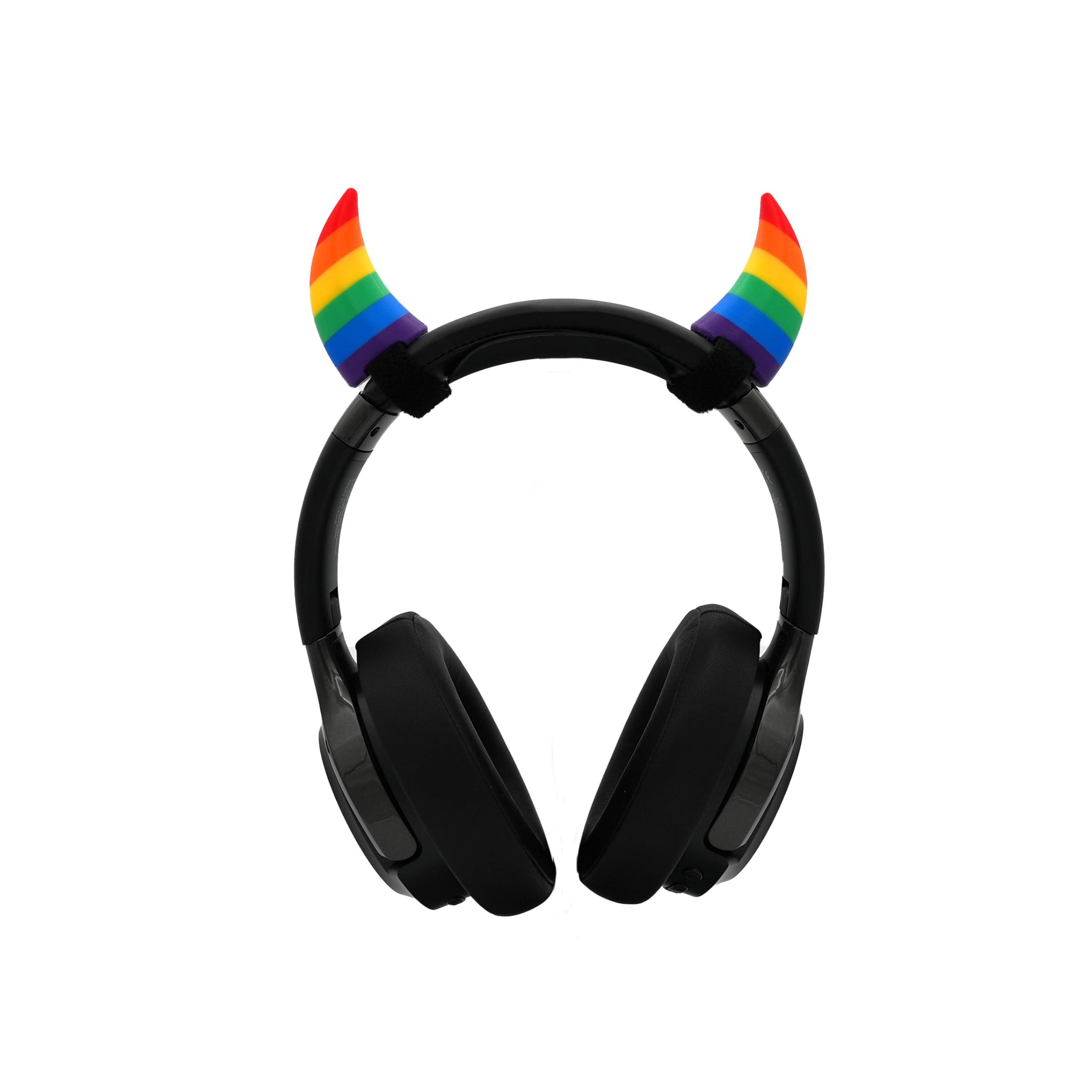 Elegance & Geekery LLC Devil Horns for Headphones (Rainbow)
