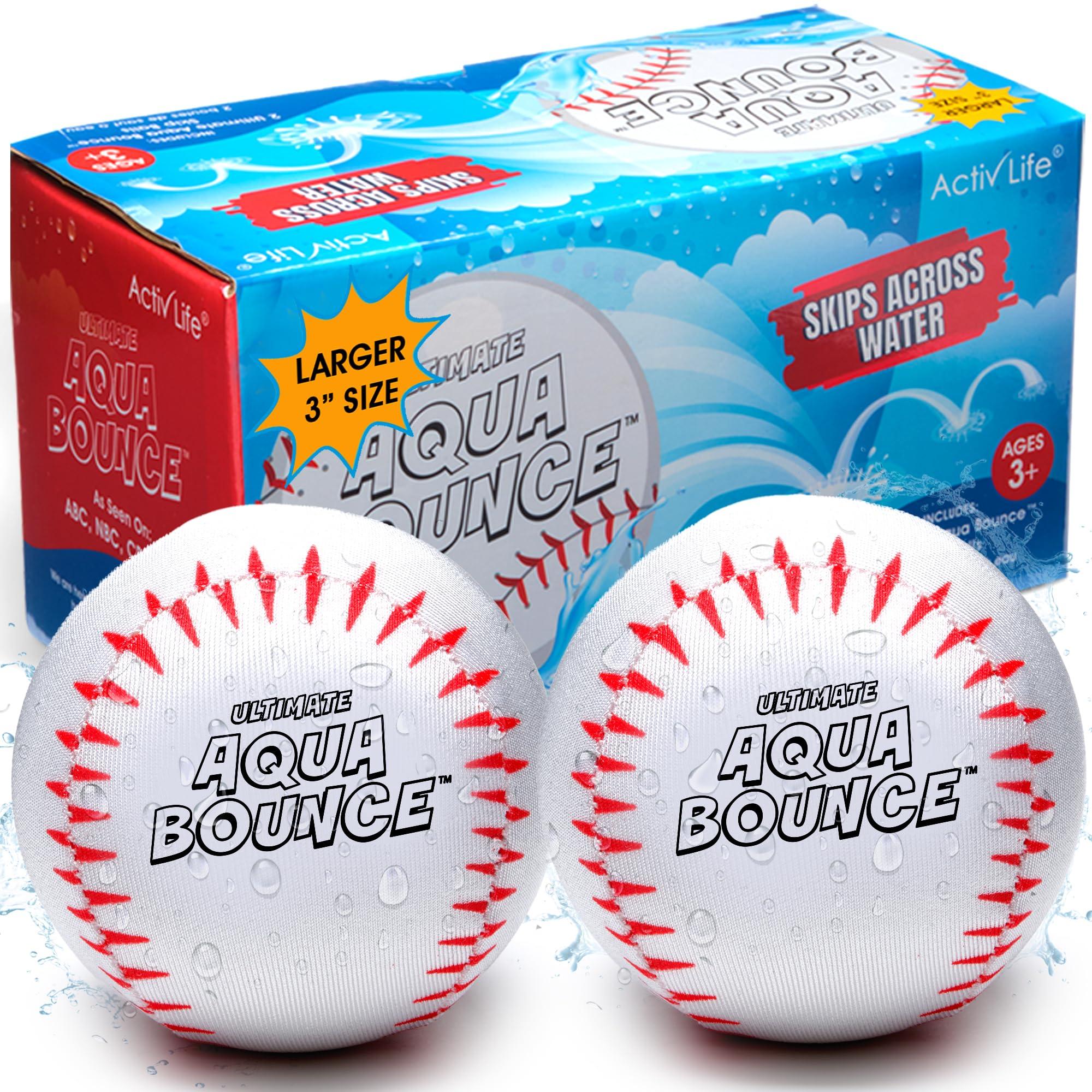 Activ Life Ultimate Larger 3 Size Skip Balls (Baseball) Beach Pool Toys for Kids Ages 8-12 Year Old Boys Girls Gifts Easter Basket Stuffers for Teens Family Fun Water Games Adult Men Women Best Birthday Present
