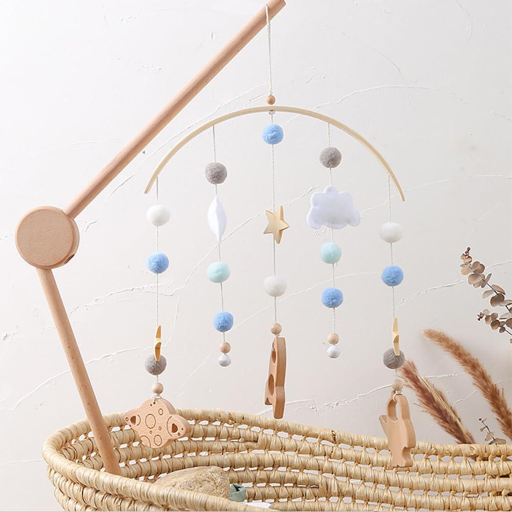 ikasus Crib Mobile for Baby with Wooden Arm, Wall Mounted Suitable for All Cribs 100% Natural Larch Hanger Nusery Decor Baby Room Safe Holder Type 2