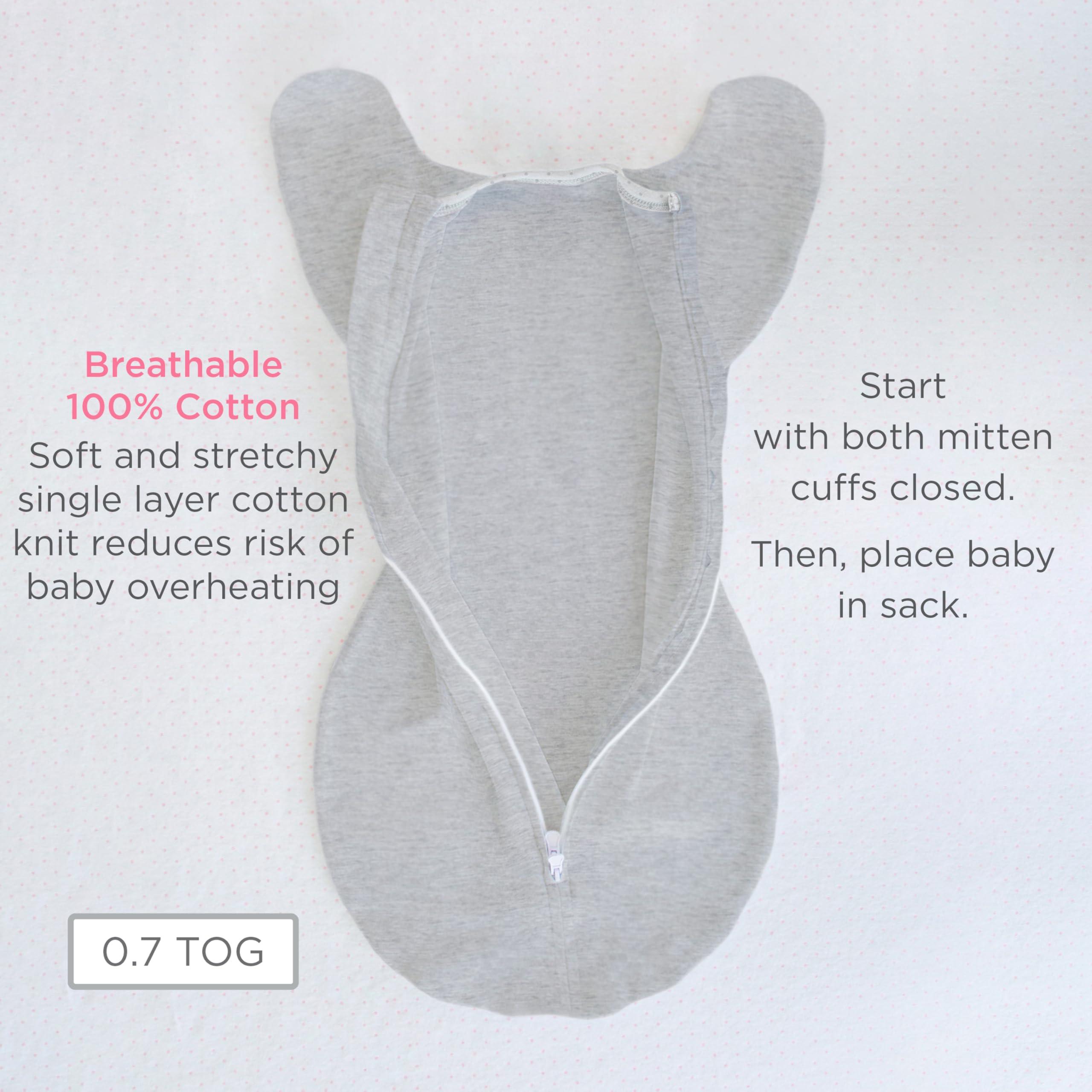 SwaddleDesigns SwaddleDesigns Transitional Swaddle Sack, Arms Up Half-Length Sleeves & Mitten Cuffs, Swaddle for Newborn Transition to Baby Sleep Sack Wearable Blanket, Medium, 3-6 Month, 14-21 lb, Heathered Denim