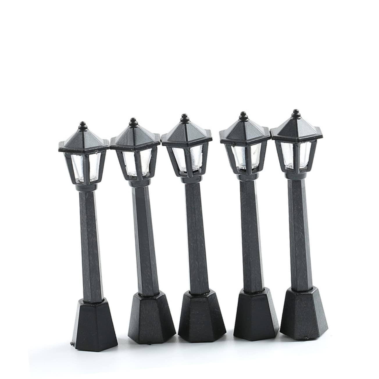Angoily Angoily 24 Pcs Mini Street Light Mini Street Lamps Post Miniature Christmas Village Railway Train Lamp Model Mini Decor Mini House Fake Street Light Prop Plastic Small Street Light Vintage
