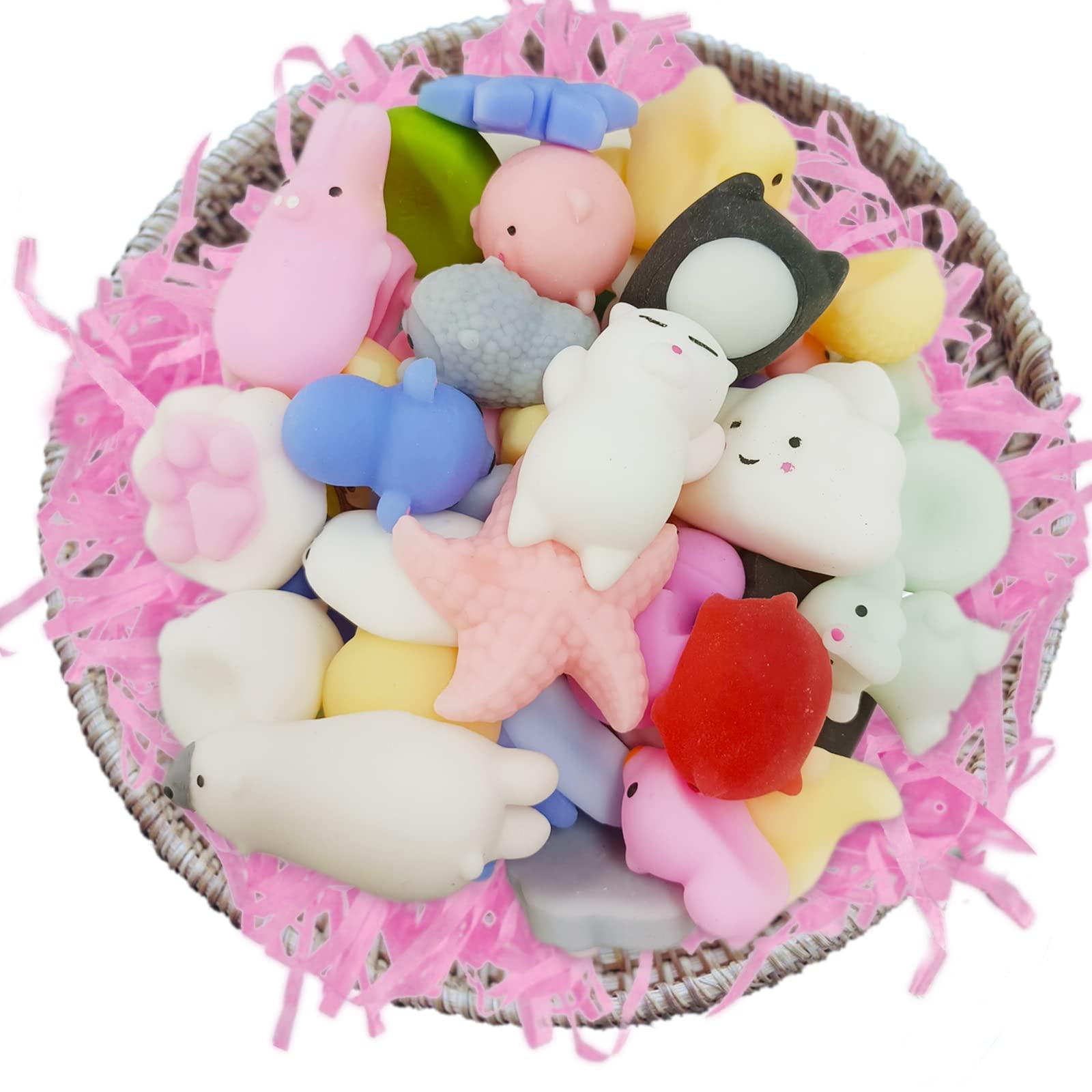Nasdict 100 Pcs Mochi Toy, Random Squishy Fidget Toys, Soft Cute Animal Stress Relief Squishies Toys for Kids Party Favors, Classroom Prizes, Easter Basket Goodie Bag Stuffers, Christmas, Birthday Gifts