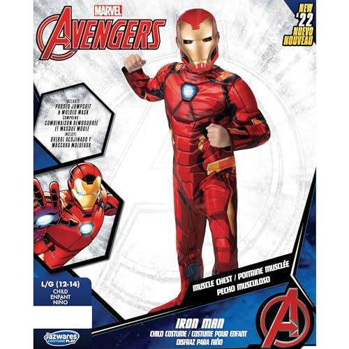 Jazwares Costume Play MARVEL Boys Deluxe Iron Man Costume, Kids Tony Stark Superhero Halloween Costume, Child - Officially Licensed Medium