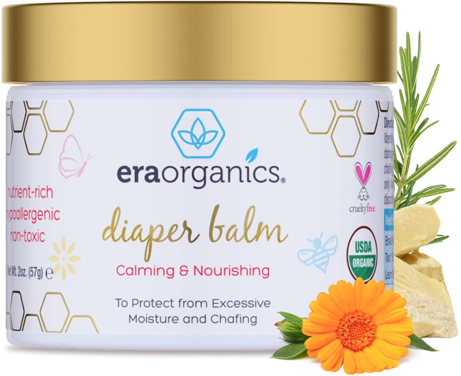 Era Organics Era Organics Baby Diaper Balm - USDA Organic Ointment Cream Extra Soothing and Nourishing for Dry, Sensitive Skin - All Natural to Help Excess Moisture, Rash or Chafing