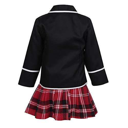 Nikiikoo Nikiikoo Kids British Style Japanese Schoolgirls Uniforms Dress High School Uniform Sets Anime Cosplay Costume Black 12-14 Years
