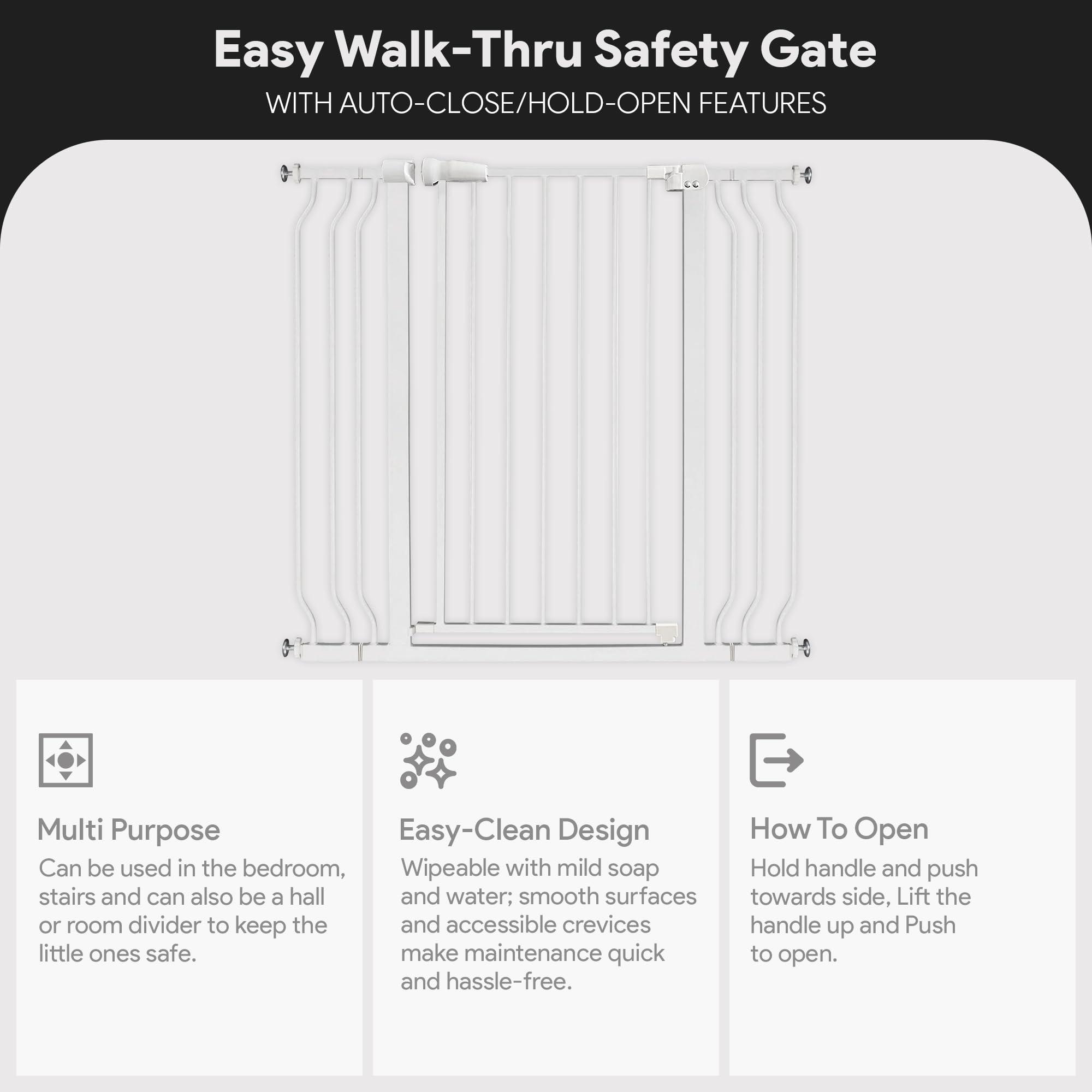 BalanceFrom BalanceFrom Easy Walk-Thru Safety Gate for Doorways and Stairways with Auto-Close/Hold-Open Features, 36-Inch Tall, Fits 29.1 - 43.3 Inch Openings, White