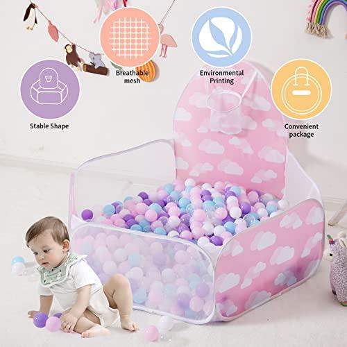 STARBOLO STARBOLO Ball Pit for Toddler - Pink Pop Up Childrens Ball Pits 4 Ft/120CM Tent for Toddlers Baby Crawl Ball Pool Fence with Basketball Hoop and Zipper Storage Bag Suit for Indoor and Outdoor.