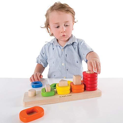 Kaplan Early Learning Company Kaplan Early Learning Toddler Shape Sorter, Stacker, and Geometric Puzzle, Wooden Educational Toy for Fine Motor Development