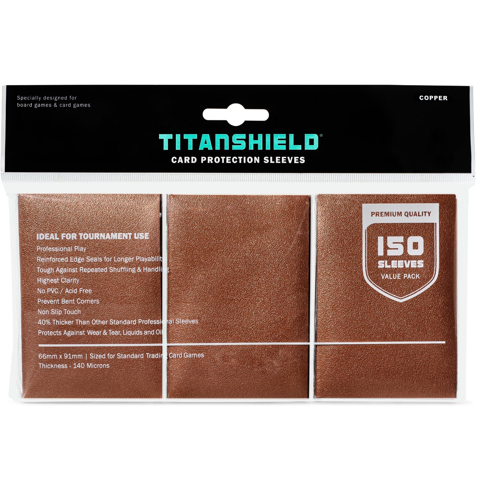 TitanShield TitanShield (150 Copper Sleeves) Compatible with MTG Magic The Gathering, Lorcana, Board Games and Trading Cards 2.5\" x 3.5\" 66x91mm