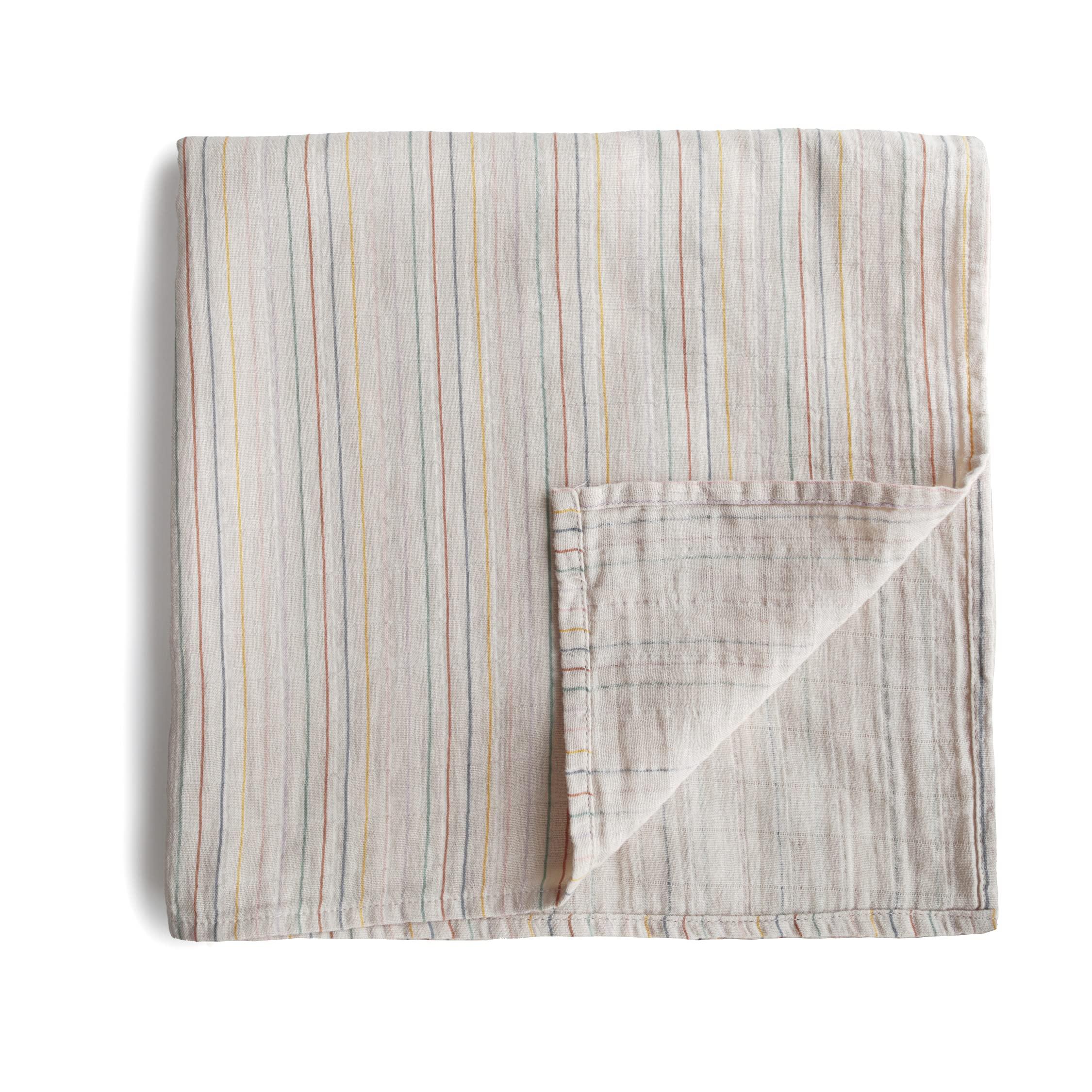 mushie mushie Muslin Baby Swaddle Blanket | 100% Organic Cotton (Retro Stripe)