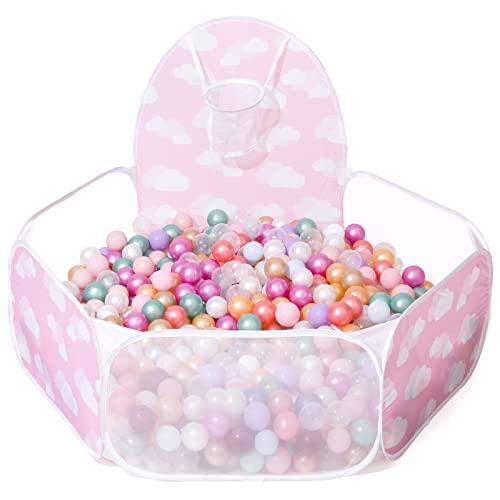 STARBOLO STARBOLO Ball Pit for Toddler - Pink Pop Up Childrens Ball Pits 4 Ft/120CM Tent for Toddlers Baby Crawl Ball Pool Fence with Basketball Hoop and Zipper Storage Bag Suit for Indoor and Outdoor.