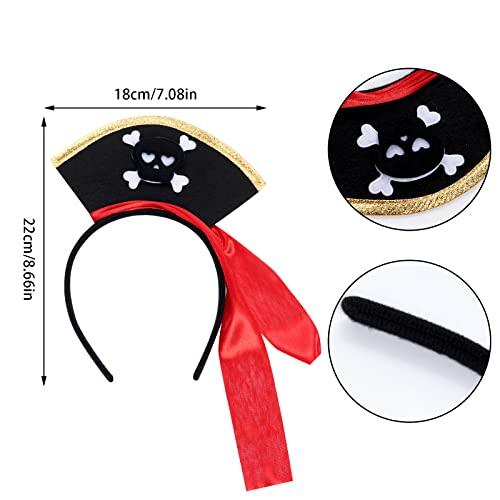 Dxhycc Dxhycc 5 Pieces Pirate Costume Accessories Pirate Skull Headband Pirate Eye Patch Sash Captain Hook Skirt for Halloween, Dress Up Parties