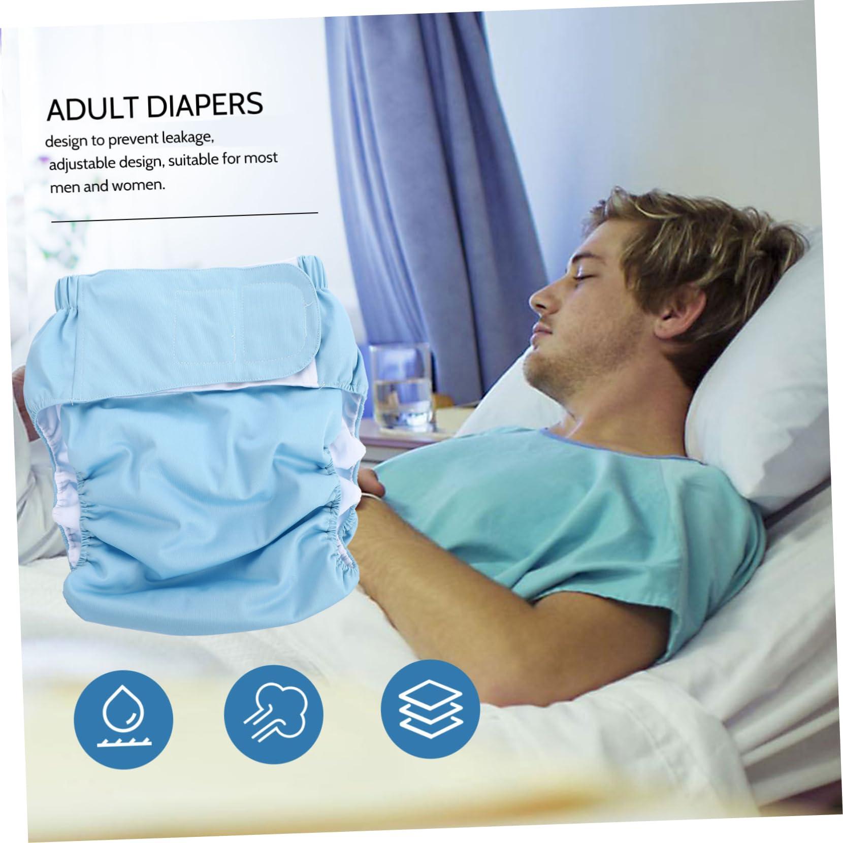 JECOMPRIS JECOMPRIS Adult Cloth Diaper Waterproof Nappy Elderly Incontinence Care Nappies Underwear Reusable Washable Overnight Diapers Pants for Disability Seniors Men Women Blue