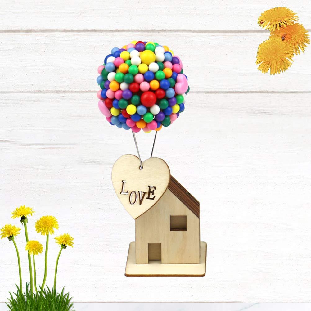 Amosfun Wood Balloons House DIY House DIY Wood House Balloons Model Miniature House Model Mini House
