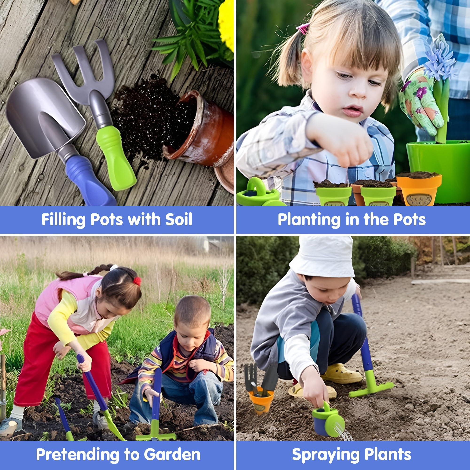 Liberty Imports Liberty Imports Pull Along Garden Wagon and Gardening Tools Toy Play Set for Toddlers, Kids with Outdoor Tools, Plant Pots, Accessories