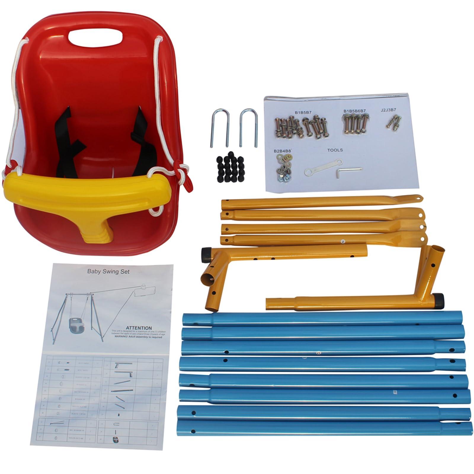 FocusOnHome Baby Swing Outdoor Toddler Swing, Heavy Duty Swing Set for Backyard Indoor/Outdoor Toys for Toddlers 1-3 Years Old with Safety Harness,48" W X 40" D X 44" H