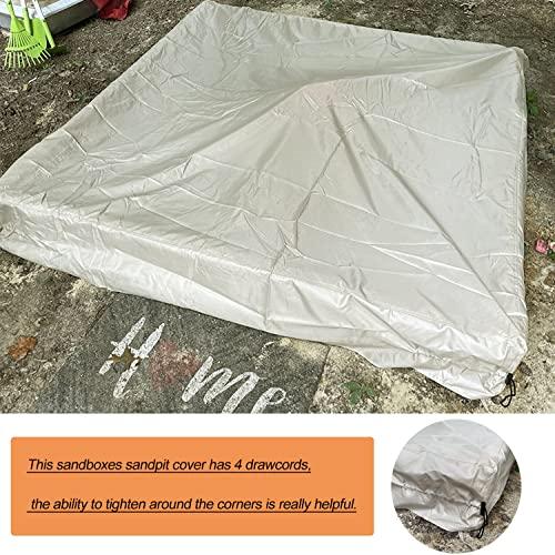 DUSTYPROTE DUSTYPROTE Sandbox Cover, 420D Heavy Duty Children\'s Sandbox Protection, Sand Coxes for Kids Outdoor with Lid-60in, Square Sandboxes Sandpit Cover (Khaki)