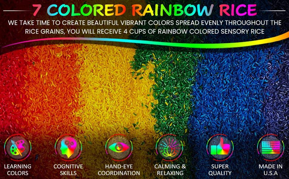 Sensory-N-Stuff Sensory-N-Stuff Rainbow Rice Sensory Bin Filler for Sensory Table - Colored Rice for Sensory Play (4 Cups - 2LB)