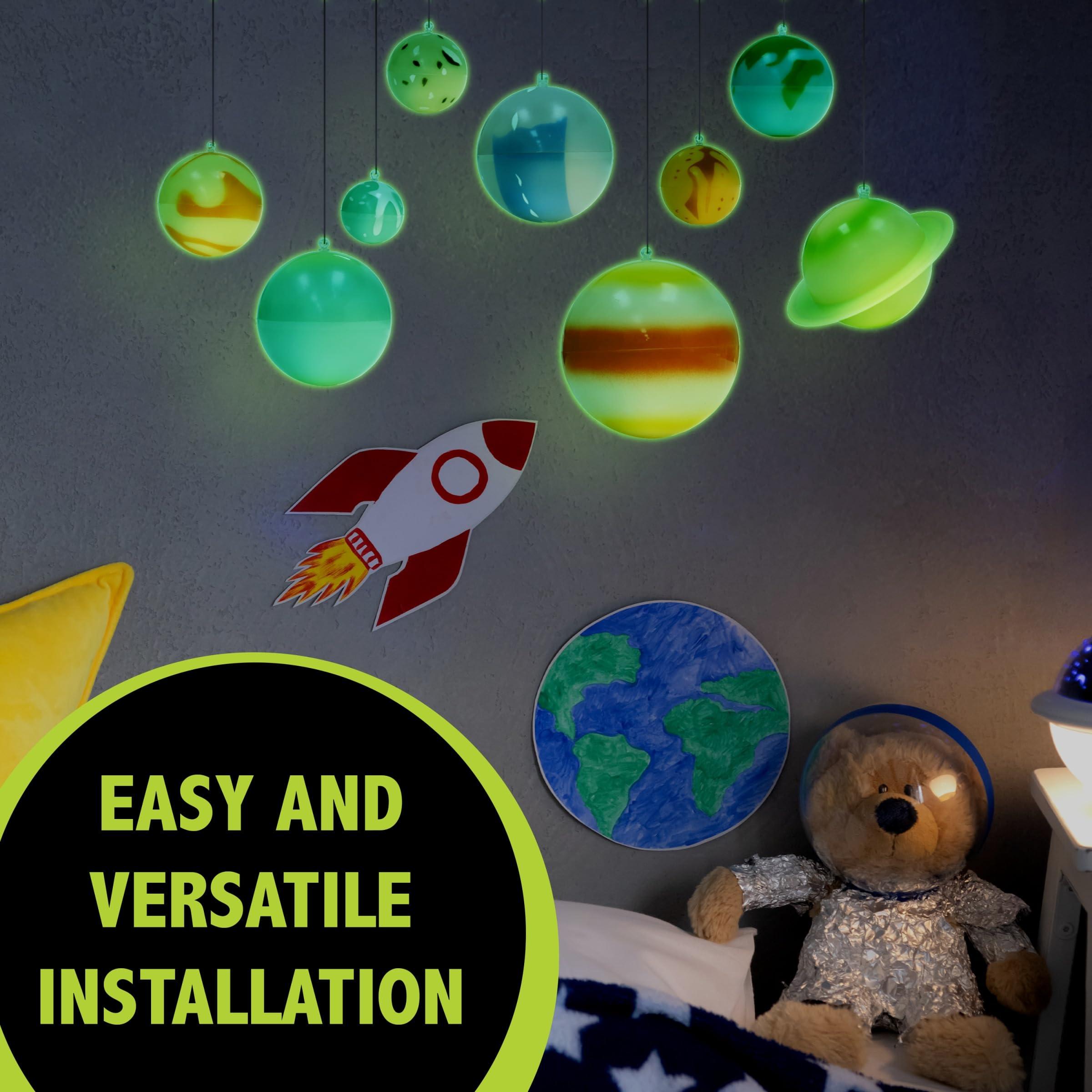 University Games Great Explorations | 3-D Solar System Glow In The Dark Ceiling Hanging Kit 3D Planets and Star Stickers Create the Milky Way Teach Science STEM