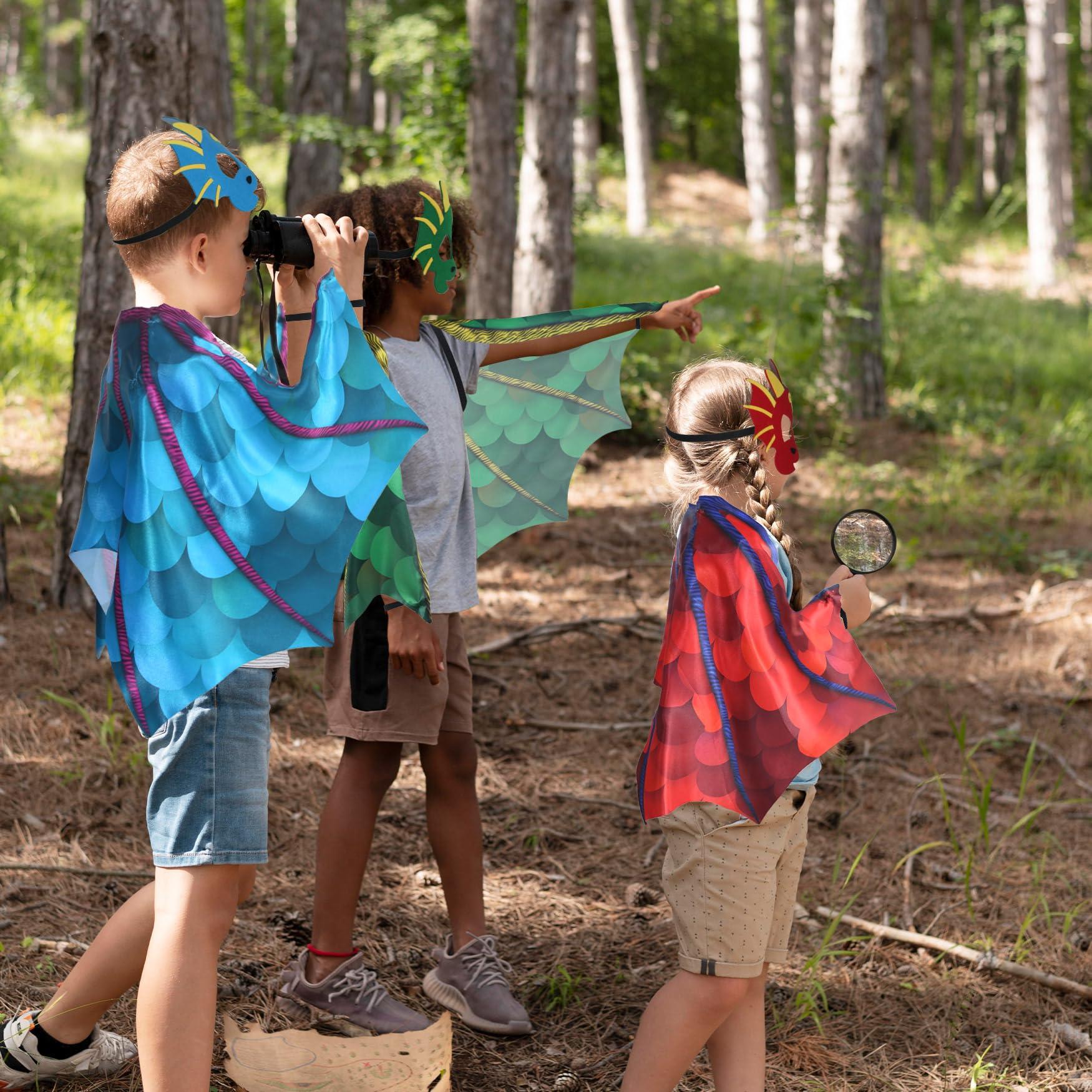 Creatoy Creatoy Dragon-Wings bulk Kids Dress-Up Costume for Boys Girls Dinosaur Cape with dragon masks Toddler Dragon Party decorations Birthday Gifts Halloween Supplies