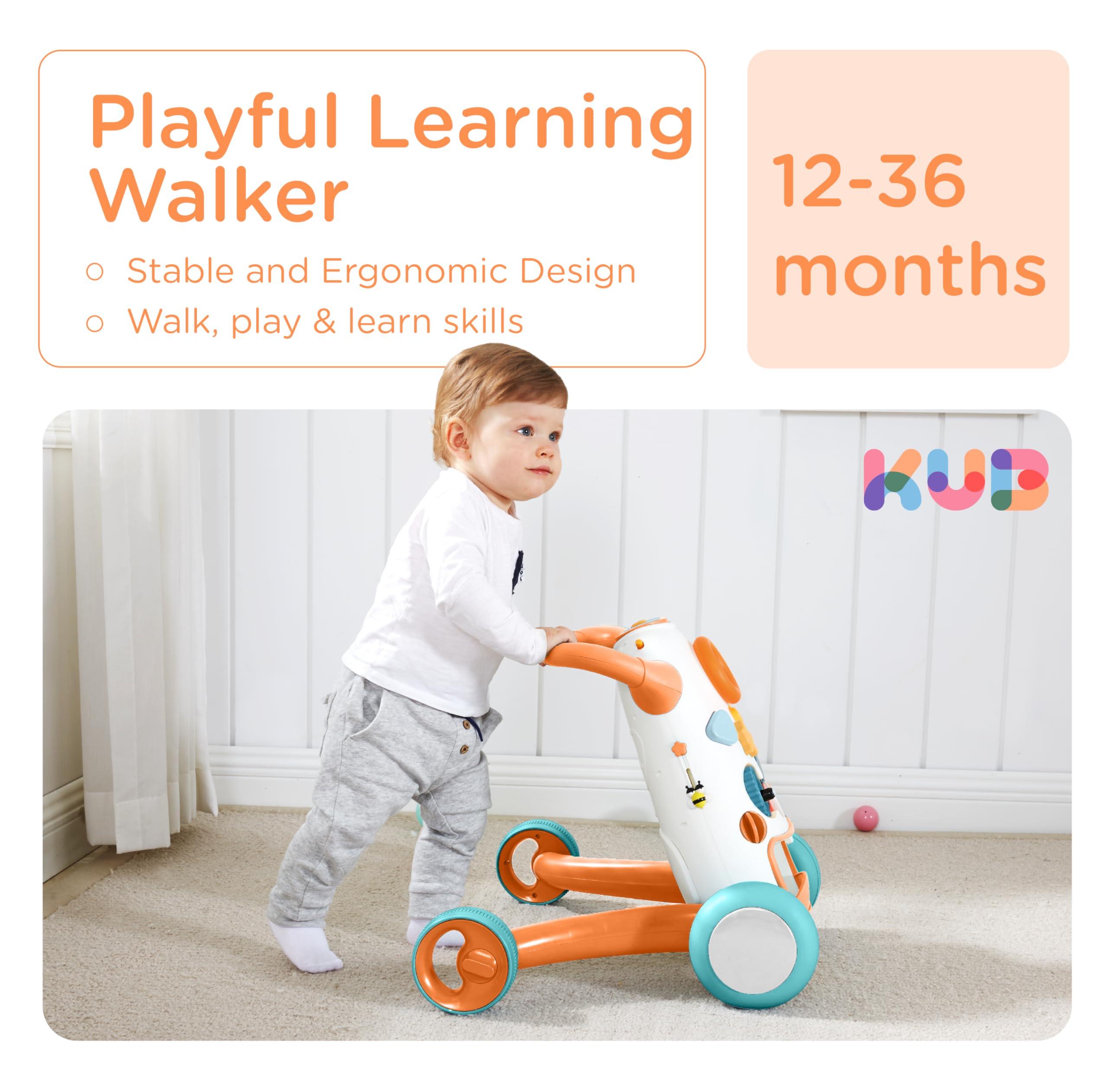 KÜB KÜB Interactive Baby Push Walker | Orange | Locking Wheels | Safe & Stable Design | Activity Walker | Baby Walker Toy | Toddler Push Toy | Learning Walker Toy | Infant Toys