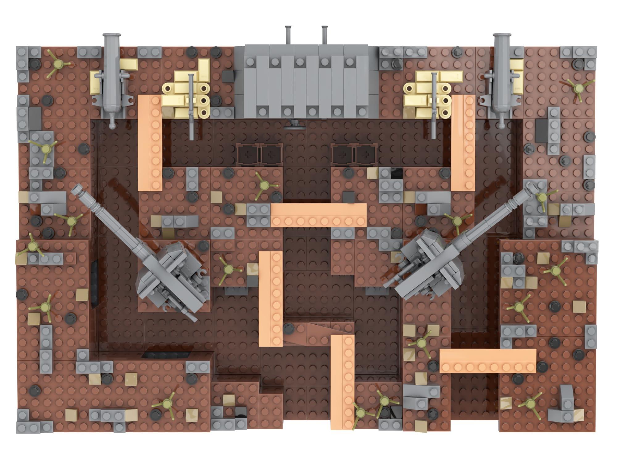 lovlaugh lovlaugh WW2 Military Base Bunker Trench Building Blocks (1350 Pcs) Including Fortresses, Anti-Aircraft Guns, Treatment RoomPerfectly Restore The WW2 Scene, The Best Gift for Children