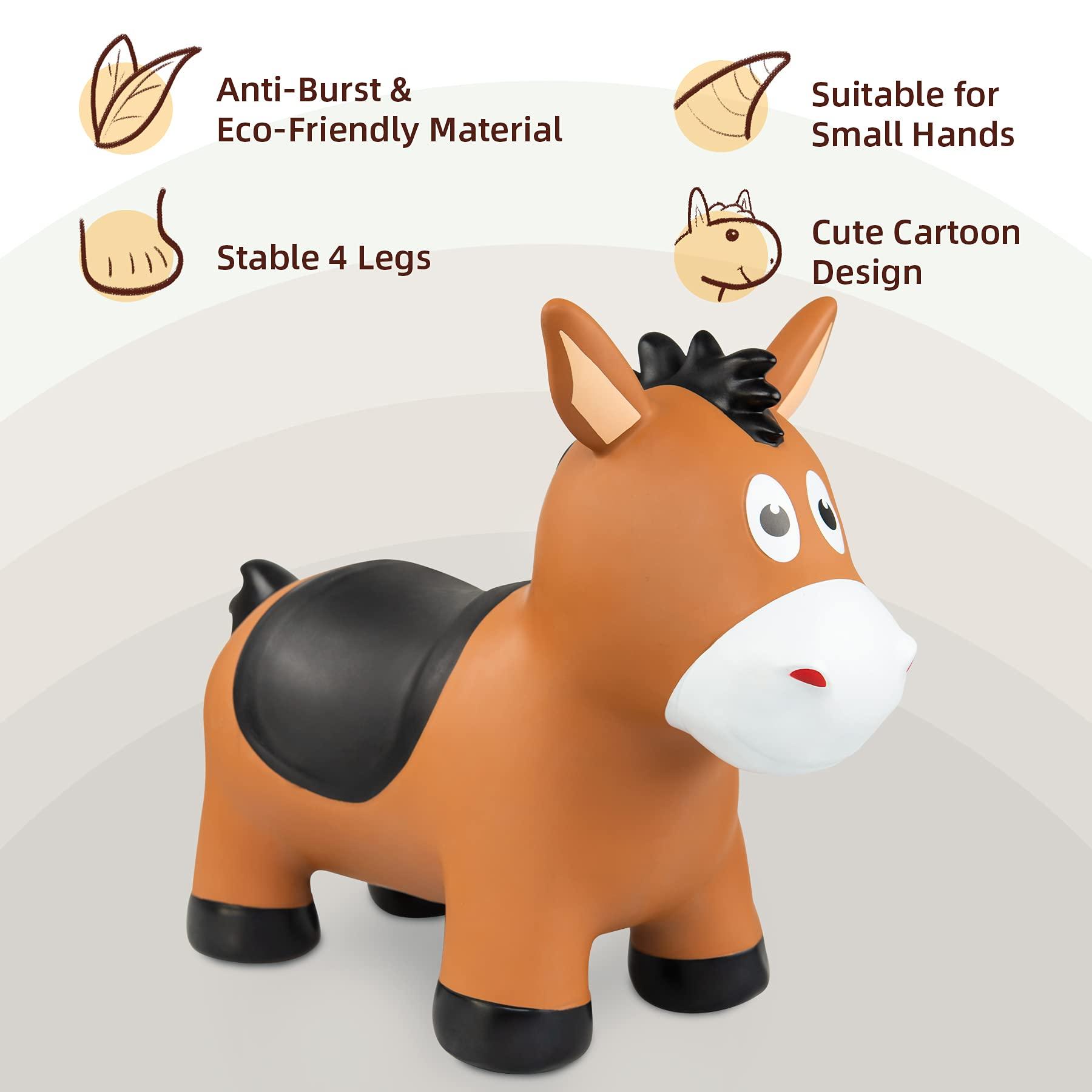 ZOOJOY ZOOJOY Bouncy Horse Hopping Toys, Inflatable Animal Horse Toys for Toddlers 1-3, Outdoor Indoor Bounce and Ride On Bouncer for Boys Girls, Birthday Gifts for 18 Months 2 3 4 5 6 Year Old with Pump