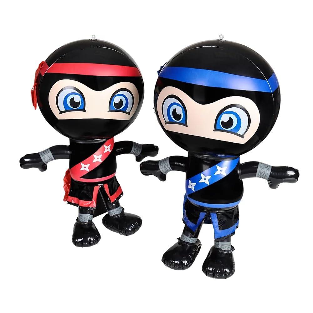 Zugar Land Zugar Land Inflatable NINJAS (22 Inch) Red and Blue Inflate Balloons for Birthday Martial Art Themed Party Decoration. With Hanging Tag. (One Pack - Random Color)