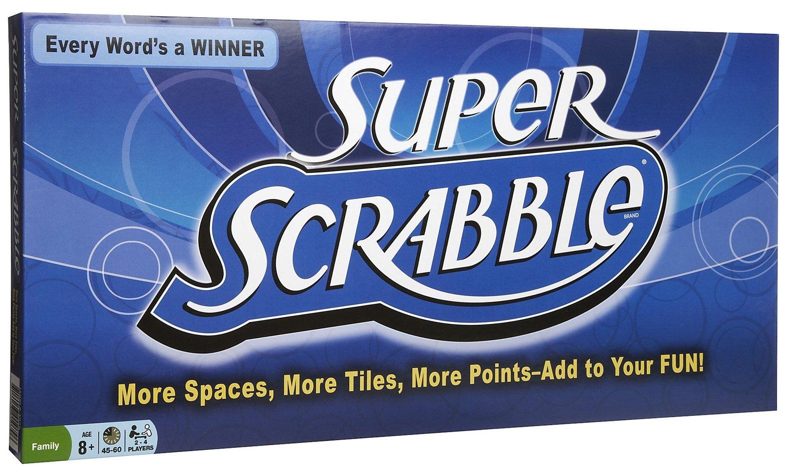 Winning Moves Games Super Scrabble - The Super-Sized Version of the Greatest Word Game of All Time - 2 to 4 Players - Ages 8 and Up