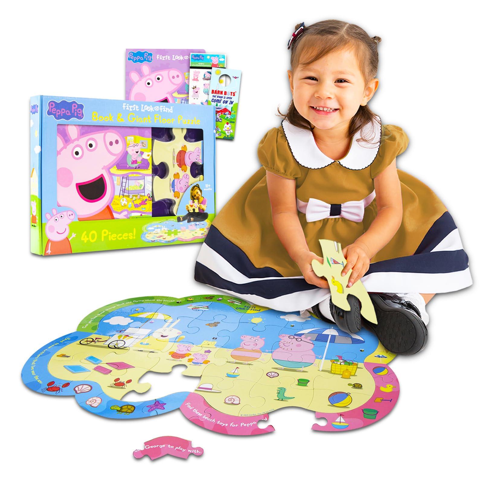 Peppa Pig Peppa Pig Floor Puzzles for Kids Ages 3-5 - Bundle with Peppa Pig Foam Floor Puzzle, Peppa Pig Look and Find Book, Stickers, More | Peppa Pig Puzzle Set